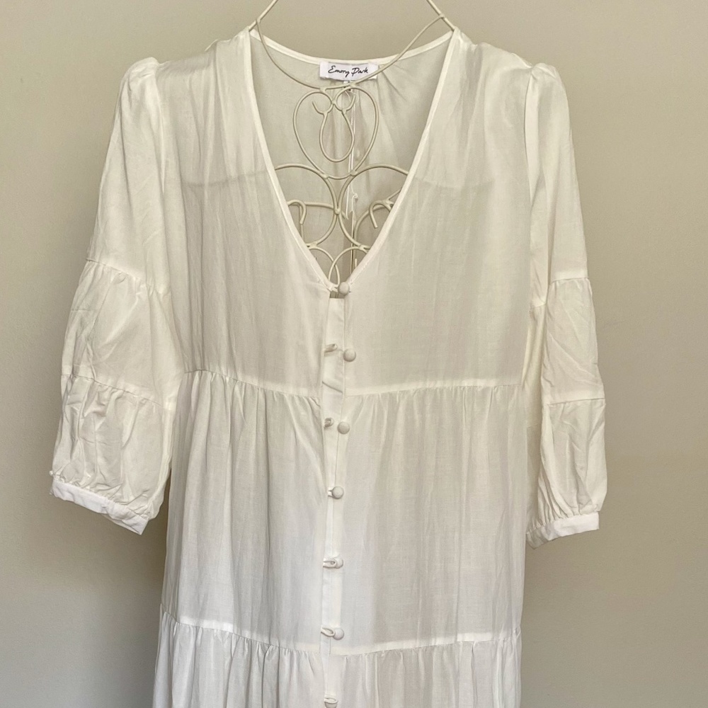 White Button Front Maxi Dress, Size S